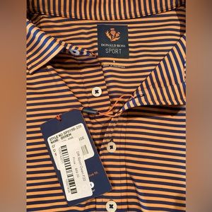Donald Ross Blue & Orange Striped Golf Shirt